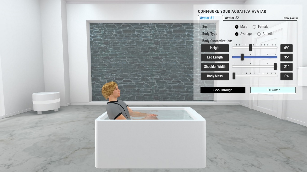 Purescape 327b freestanding acrylic bathtub 3D Body Position
